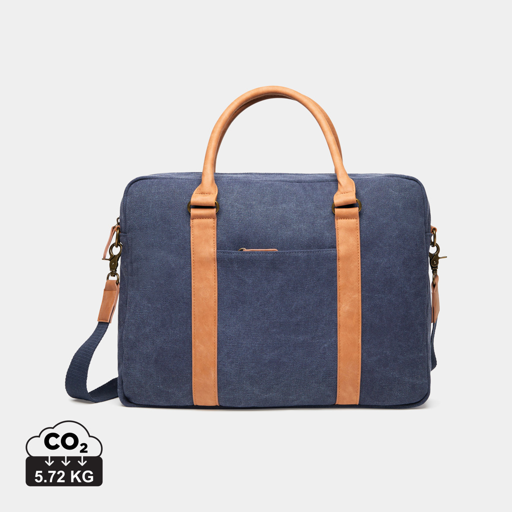 Sacoche ordinateur 16" toile recyclée publicitaire Bosler VINGA Bleu marine